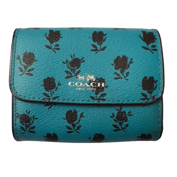 Coach Handbags - Coach Accordion Wallet In Badlands Floral Print Silver/Turquoise/Black F56723